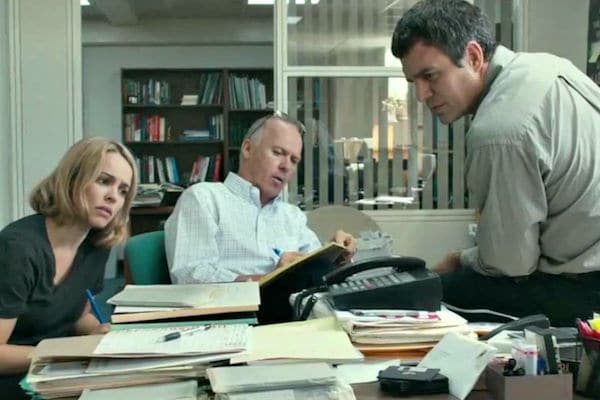 Rachel McAdams, Michael Keaton, and Mark Ruffalo in Spotlight