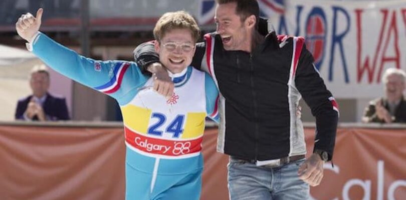 Taron Egerton and Hugh Jackman in Eddie the Eagle