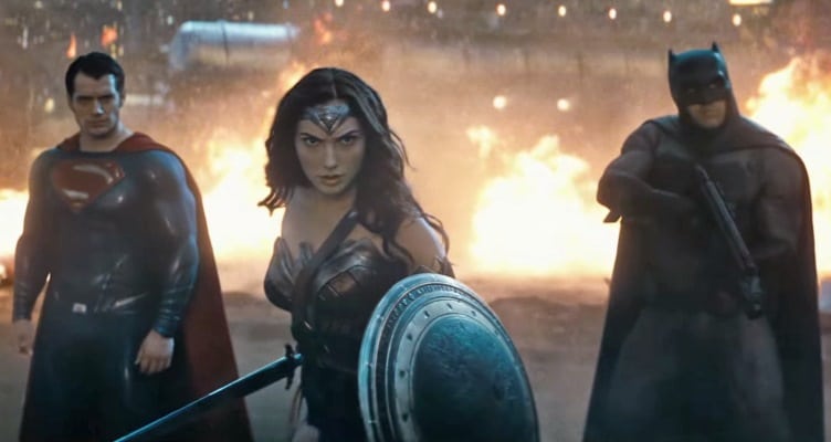 Henry Cavill, Ben Affleck, and Gal Gadot in Batman v Superman: Dawn of Justice