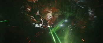 A space battle in Star Wars: The Last Jedi