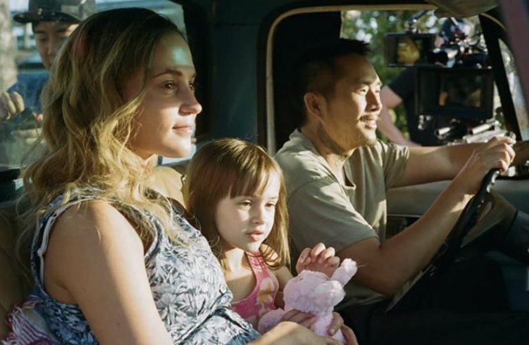 Sydney Kowalske, Justin Chon, and Alicia Vikander in Blue Bayou