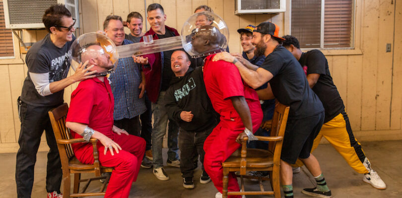 Johnny Knoxville, Ehren McGhehey, Preston Lacy, Sean "Poopies" McInerny, Steve-O, Dave England, Wee Man, Dark Shark, Chris Pontius, Jasper and Nick Merlino in jackass forever from Paramount Pictures and MTV Entertainment Studios.