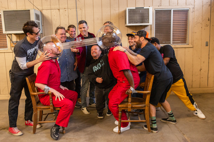 Johnny Knoxville, Ehren McGhehey, Preston Lacy, Sean "Poopies" McInerny, Steve-O, Dave England, Wee Man, Dark Shark, Chris Pontius, Jasper and Nick Merlino in jackass forever from Paramount Pictures and MTV Entertainment Studios.