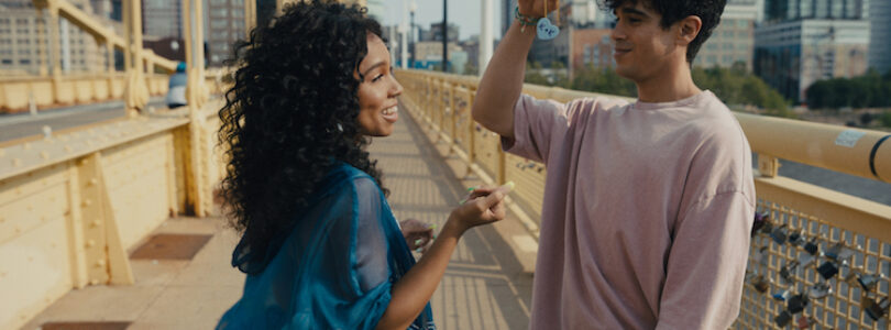 Eva Reign stars as Kelsa and Abubakr Ali as Khal in Billy Porter’s directorial debut Anything's Possible An Orion Pictures Release. Photo credit: Courtesy of ORION PICTURES © 2022 Orion Releasing LLC. All Rights Reserved.