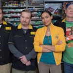 (From left) Trevor Fehrman, Brian O'Halloran, Rosario Dawson, and Jeff Anderson in "Clerks III."