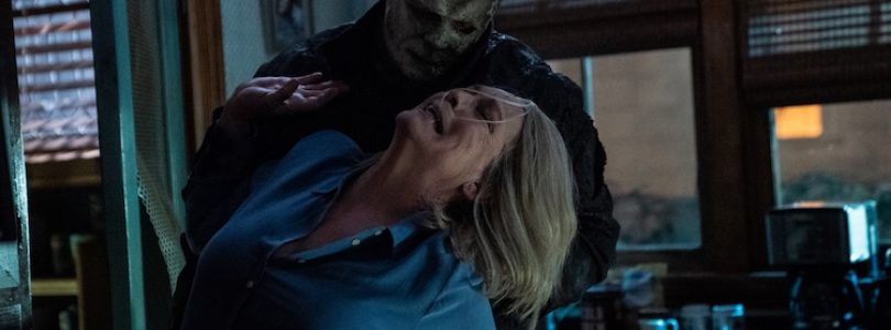 Michael Myers (aka "The Shape") and Jamie Lee Curtis (as Laurie Strode) in "Halloween Ends."