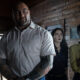 Nikki Amuka-Bird, Dave Bautista, and Abby Quinn in "Knock at the Cabin."