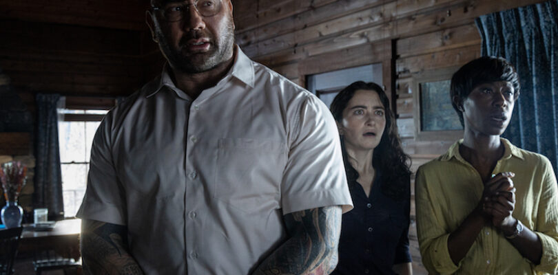 Nikki Amuka-Bird, Dave Bautista, and Abby Quinn in "Knock at the Cabin."