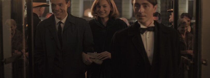 Emma Corrin, David Dawson, and Harry Styles in "My Policeman."
