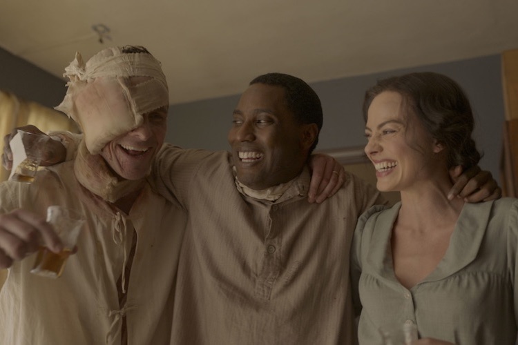 Christian Bale, John David Washington, and Margot Robbie in "Amsterdam"