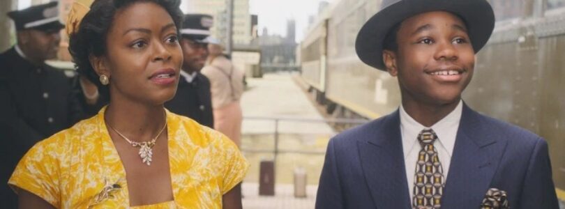 Danielle Deadwyler as Mamie Till-Mobley and Jalyn Hall as Emmett Till in "Till."