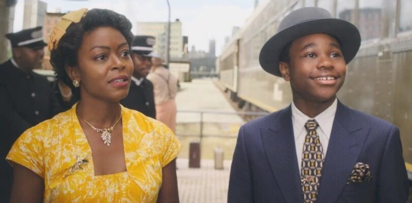 Danielle Deadwyler as Mamie Till-Mobley and Jalyn Hall as Emmett Till in "Till."