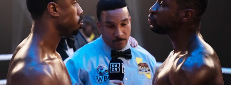 Michael B. Jordan, Jonathan Majors, and Tony Weeks in "Creed III."