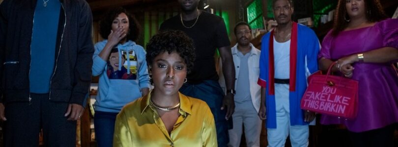 Jermaine Fowler, Sinqua Walls, Antoinette Robertson, Dewayne Perkins, Melvin Gregg, X Mayo, and Grace Byers in "The Blackening."