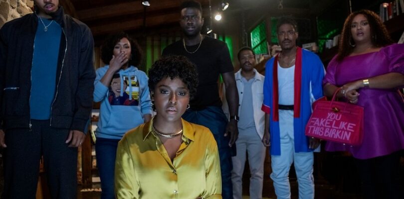 Jermaine Fowler, Sinqua Walls, Antoinette Robertson, Dewayne Perkins, Melvin Gregg, X Mayo, and Grace Byers in "The Blackening."