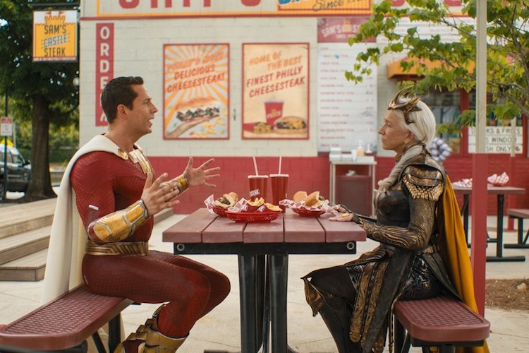 Helen Mirren and Zachary Levi in "Shazam! Fury of the Gods"
