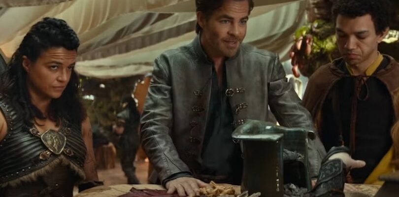 Michelle Rodriguez, Chris Pine, and Justice Smith in "Dungeons & Dragons: Honor Among Thieves"