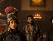 Rosario Dawson (from left), Tiffany Haddish, LaKeith Stanfield, and Owen Wilson in Disney's live-action "Haunted Mansion."