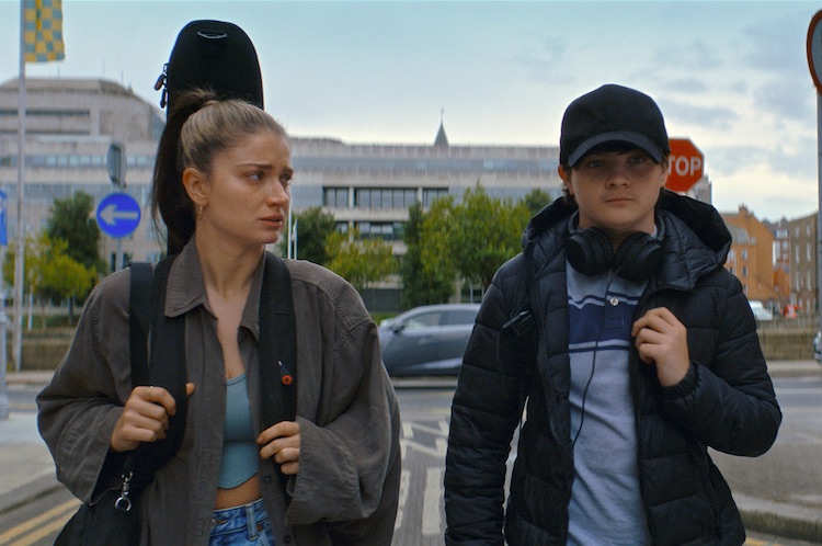 Eve Hewson and Orén Kinlan in "Flora and Son."