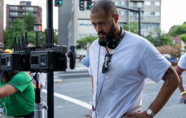 Writer/director Cord Jefferson on the set of his film AMERICAN FICTION.