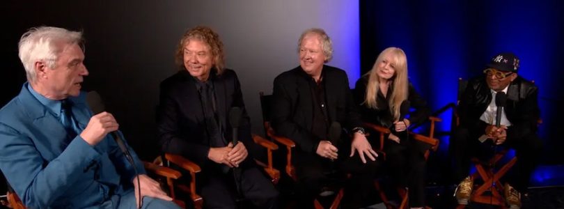 From left, David Byrne, Jerry Harrison, Chris Frantz and Tina Weymouth taking part in a conversation moderated by Spike Lee.