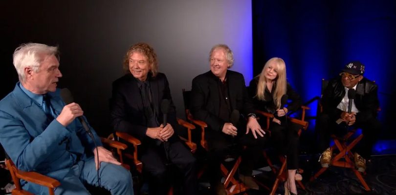 From left, David Byrne, Jerry Harrison, Chris Frantz and Tina Weymouth taking part in a conversation moderated by Spike Lee.