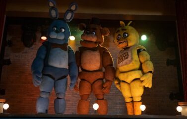 Kevin Foster, Jess Weiss, and Jade Kindar-Martin in "Five Nights at Freddy's."