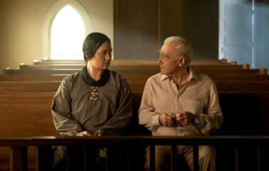 Lily Gladstone and Martin Scorcese on the set of "Killers of the Flower Moon"