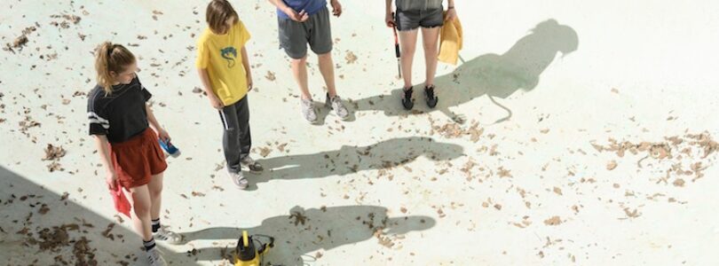 Amélie Hoeferle (from left), Gavin Warren, Wyatt Russell, and Kerry Condon in "Night Swim," written and directed by Bryce McGuire.