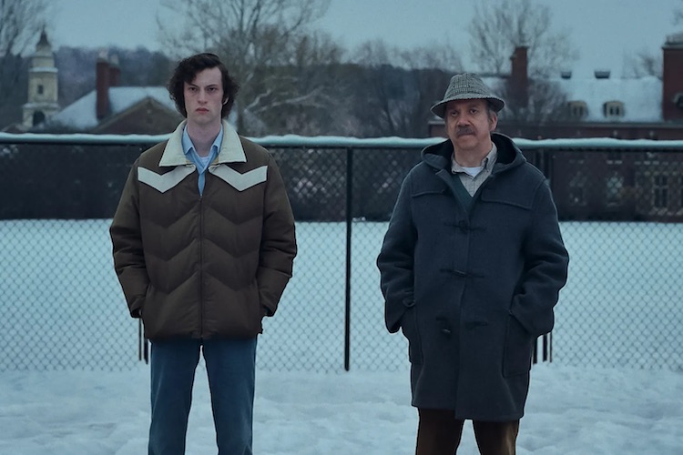 Paul Giamatti and Dominic Sessa in "The Holdovers"