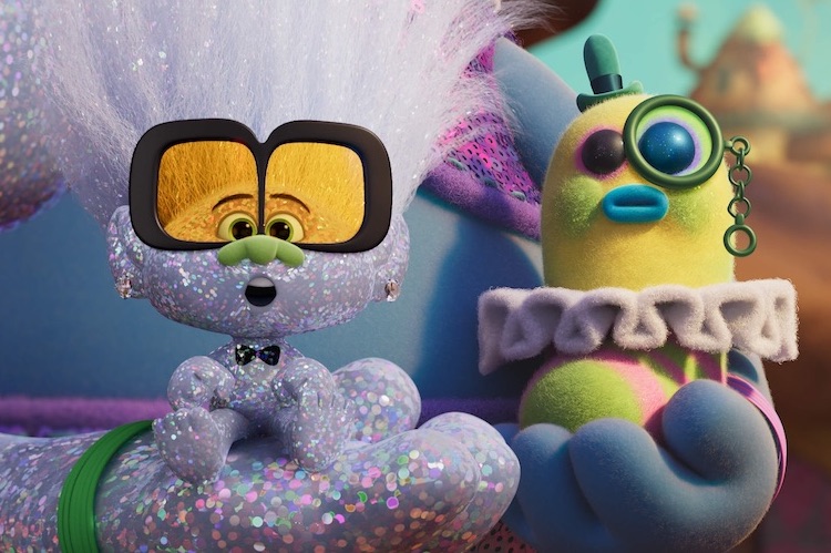 Kevin Michael Richardson, Kenan Thompson, David Fynn, and Kunal Nayyar in "Trolls Band Together"