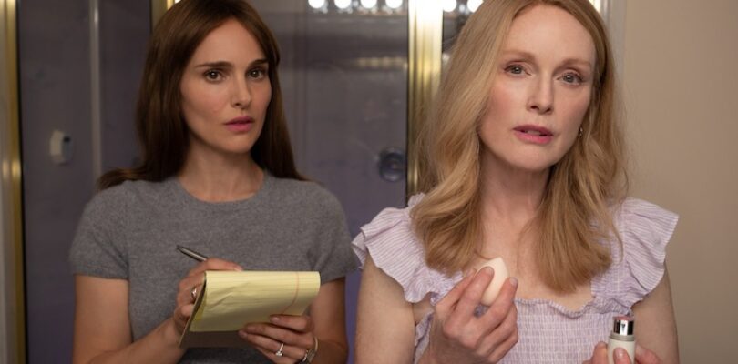 Natalie Portman (left) and Julianne Moore in "May December."