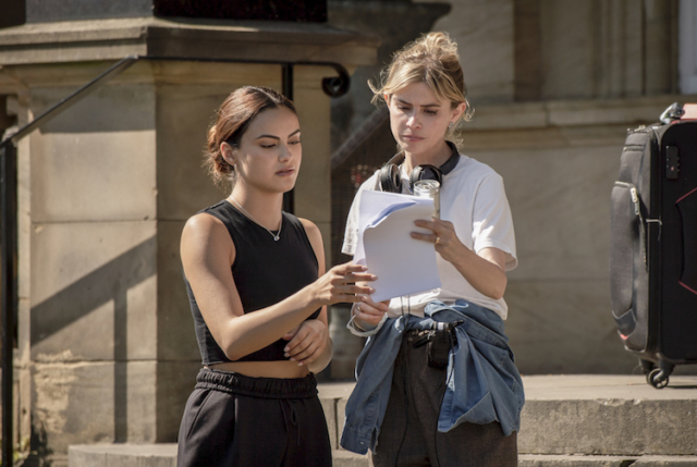 Upgraded Camila Mendes and Director Carlson Young on set of "Upgraded."