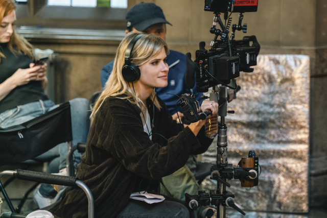 Director Carlson Young on the set of UPGRADED Director Carlson Young on the set of "Upgraded."
