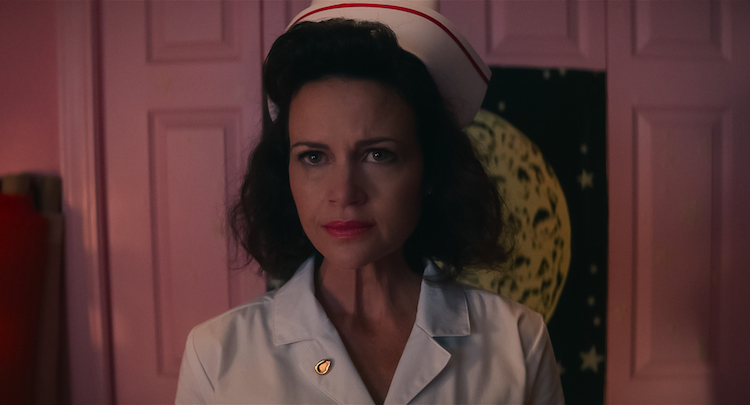 Carla Gugino stars as Janet in "Lisa Frankenstein," a Focus Features release.