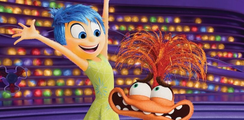 Joy (Amy Poehler) and Anxiety (Maya Hawke) in a scene from “Inside Out 2.”