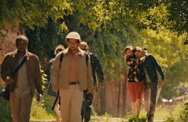 (From left): Kurt Egyiawan, Will Sharpe, Kieran Culkin and Jesse Eisenberg in “A Real Pain.”