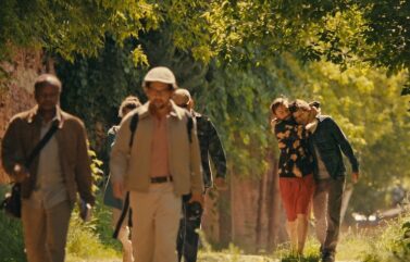 (From left): Kurt Egyiawan, Will Sharpe, Kieran Culkin and Jesse Eisenberg in “A Real Pain.”