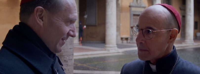 Ralph Fiennes (left) as Cardinal Lawrence and Stanley Tucci as Cardinal Bellini in director Edward Berger's “Conclave,” a Focus Features release.