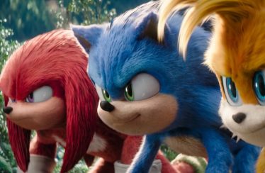 Idris Elba, Colleen O'Shaughnessey, and Ben Schwartz in “Sonic the Hedgehog 3.”