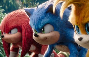 Idris Elba, Colleen O'Shaughnessey, and Ben Schwartz in “Sonic the Hedgehog 3.”