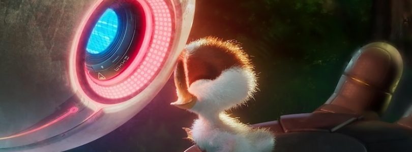 Boone Storm, Lupita Nyong'o, and Kit Connor in “The Wild Robot.”