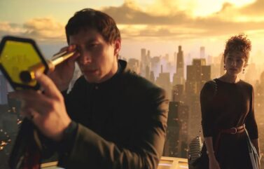 Nathalie Emmanuel and Adam Driver in “Megalopolis.”