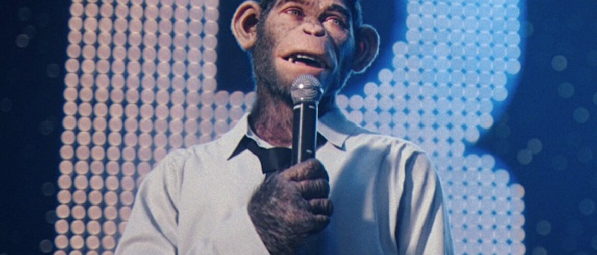 Jonno Davies as Robbie Williams in “Better Man” from Paramount Pictures.