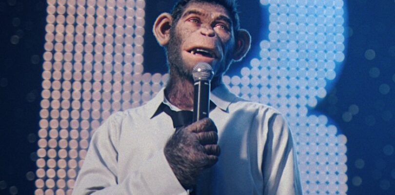 Jonno Davies as Robbie Williams in “Better Man” from Paramount Pictures.