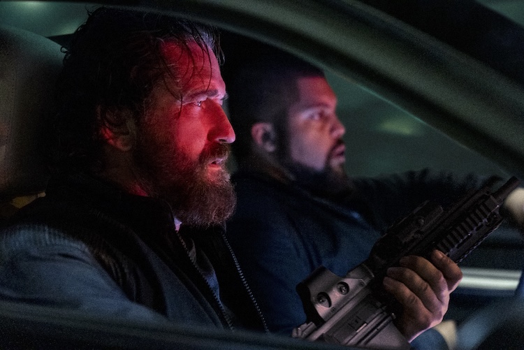 Gerard Butler as ’Big Nick’ O’Brien and O’Shea Jackson Jr. as Donnie Wilson in “Den of Thieves 2: Panthera.”