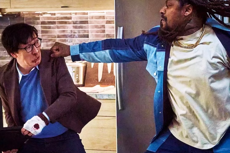 Ke Huy Quan and Marshawn Lynch in “Love Hurts .”