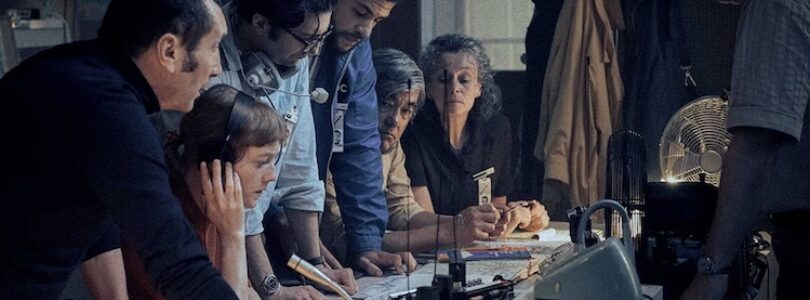 Zinedine Soualem, John Magaro, Leonie Benesch, and Marcus Rutherford in “September 5.”