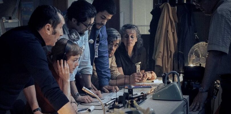 Zinedine Soualem, John Magaro, Leonie Benesch, and Marcus Rutherford in “September 5.”