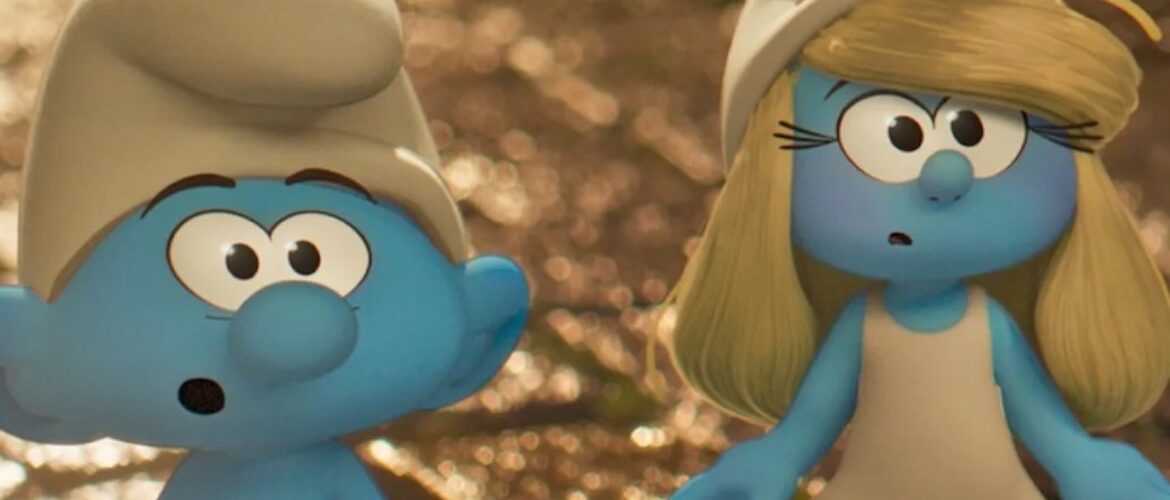 James Corden and Rihanna in “Smurfs.”